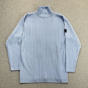 SOUTHPOLE Sweater Mens Large L Blue Pullover Ribbed Turtleneck Vintage Y2K